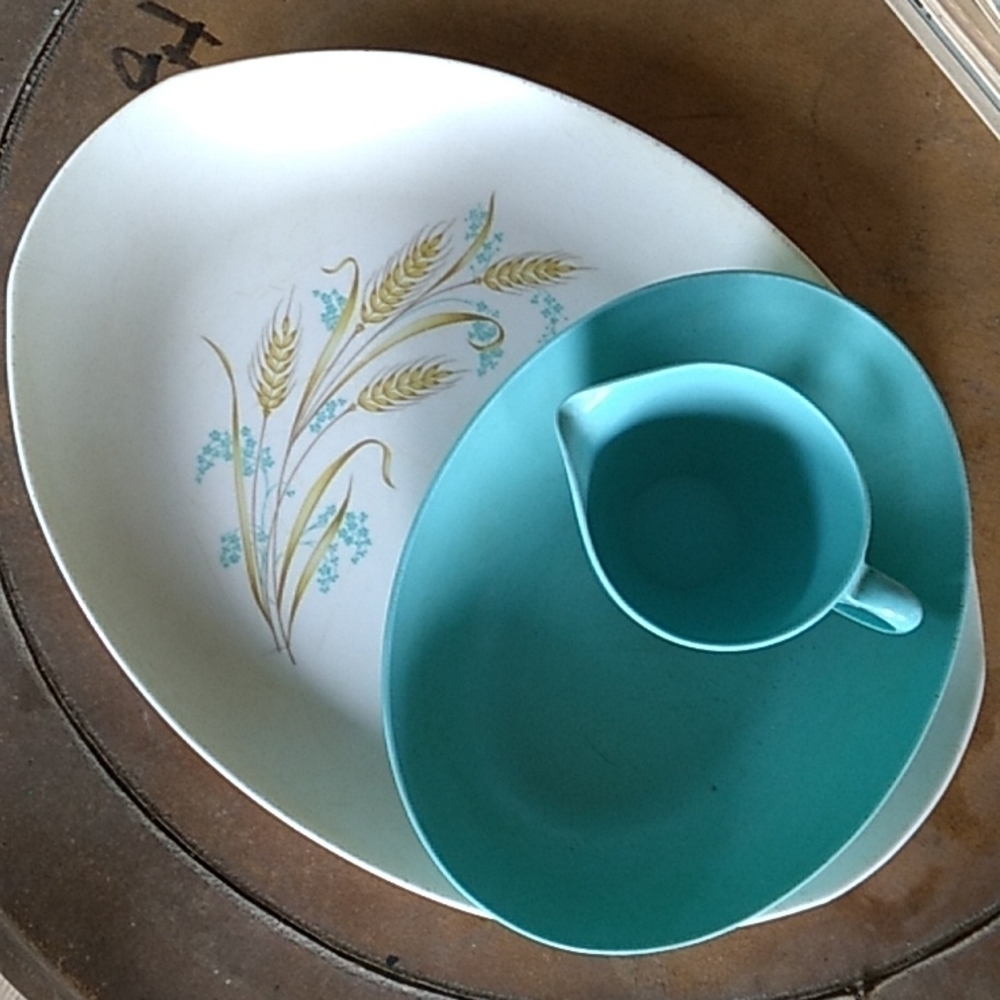 Vintage 1970s Oneida-ware Deluxe OD melmac melamine MCM retro ♥ blue platter
